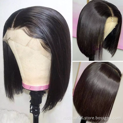 Short Brazilian Deep Curly 13x4 Lace Front Wigs Human Hair Bob 150% Density Glueless Lace Front Wigs Pre Plucked With Baby Hair